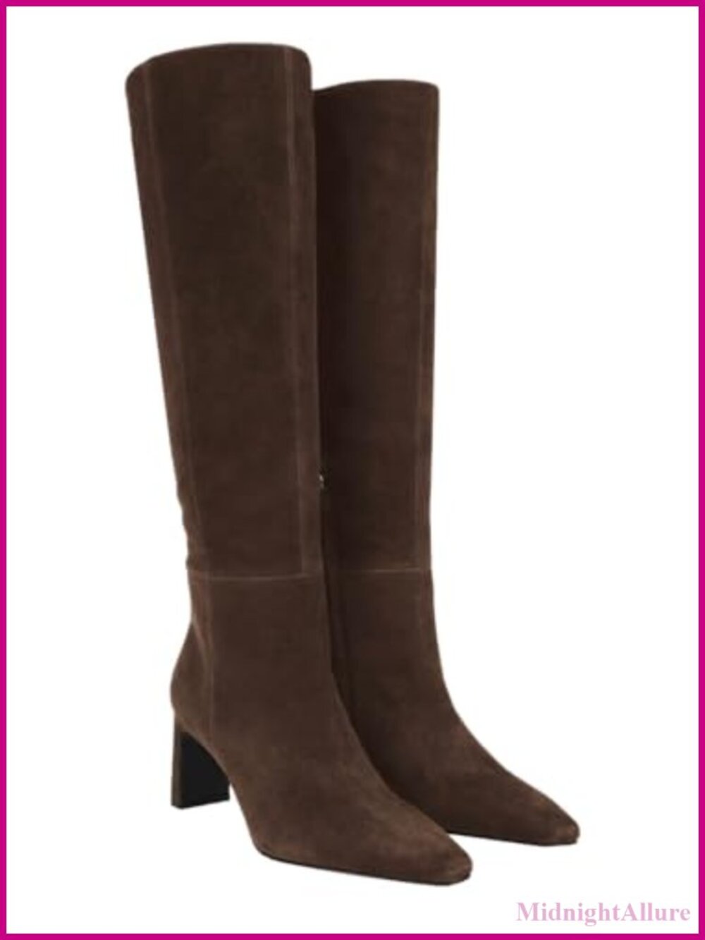 Womens Knee High Boots Closed Pointed Toe Chunky Heel Tall Side Zipper